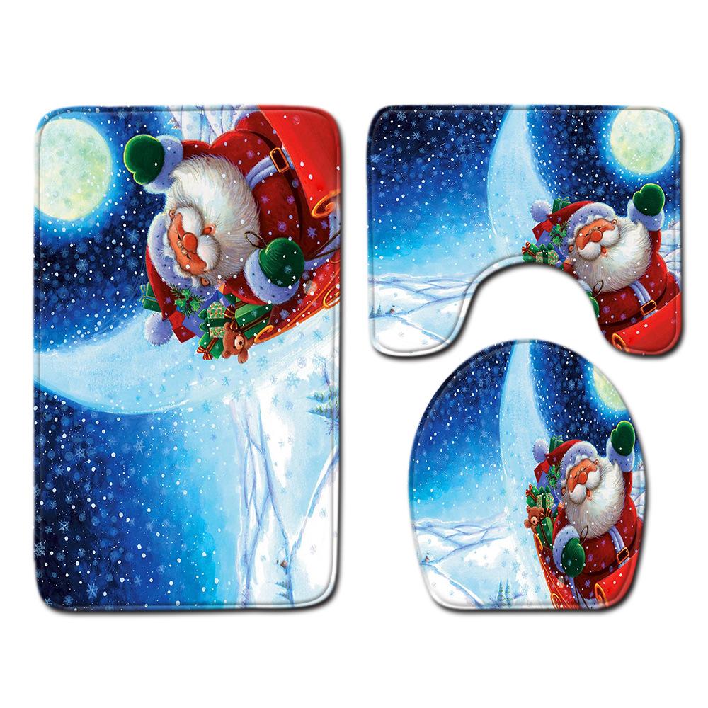 Christmas Bathroom Floor Mat Toilet Three-Piece Set