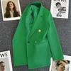 Women's Notched Collar Long Sleeve Blazer Loose Fit Casual Office Jacket Solid Color Single Breasted Pocket Outerwear