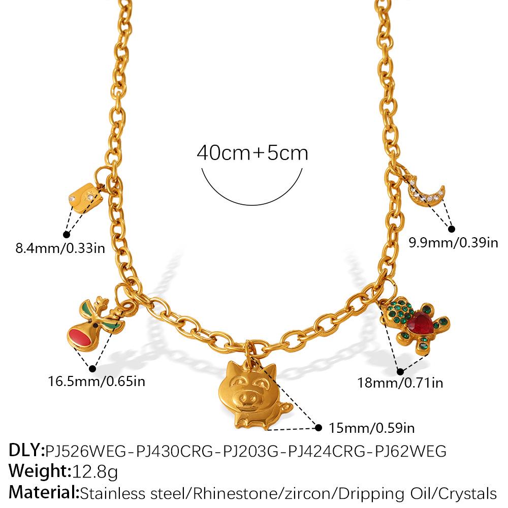 Charming Pig & Elephant Pendant Necklace for Women - Cute, Delicate Animal Design