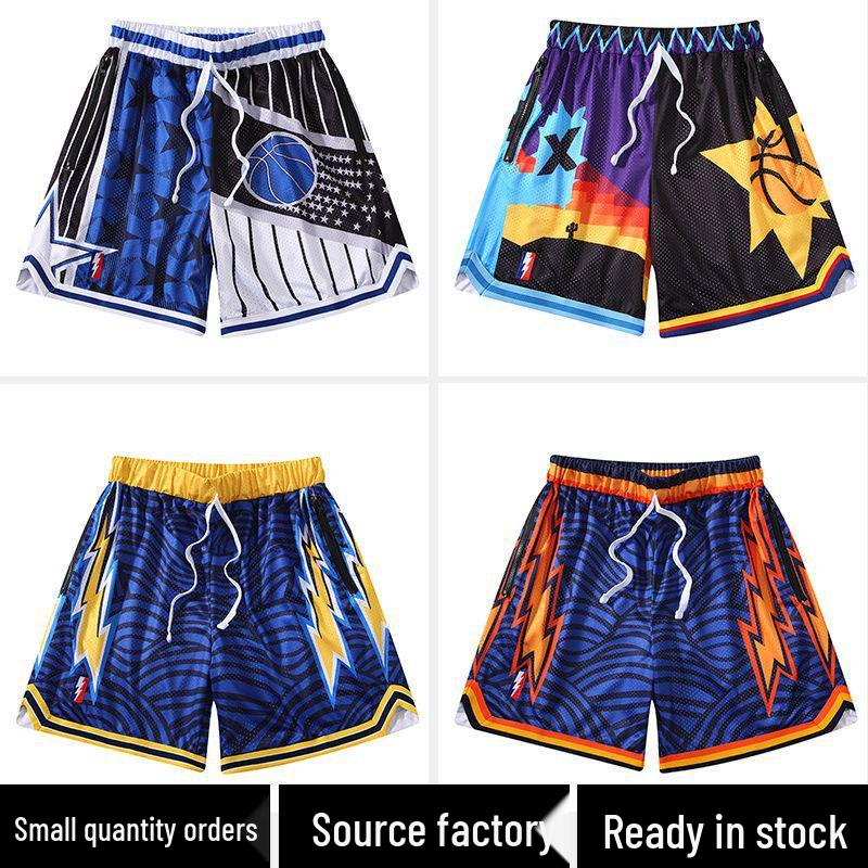 

Унісекс Ретро Сітчасті Баскетбольні Шорти - Дихаючі, Двошарові, Вище Коліна Повсякденний Одяг на Літо XXL