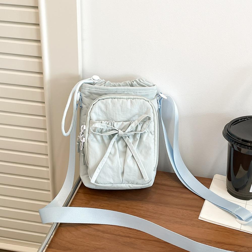 

Drawstring Phone Crossbody Bag Nylon Water Cup Bag Portable Water Bottle Bag Outdoor синий