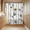 1pc 2D Flat Print Black and White Line Floral Pattern Shower Curtain,, Includes 12 Hooks, Bathroom Accessory, 2D Flat