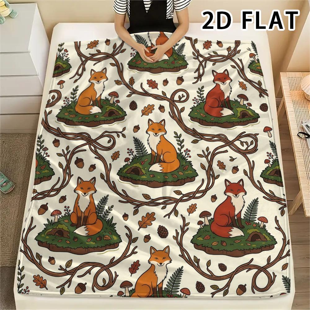 1Pc 2D FLAT Autumn Forest Print Flannel Blanket,High quality Comfortable for All Seasons,Home Decor,Warmth and Comfort,Perfect for Christmas Gifts