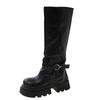 Thick Soled High Leg Boots for Women  New Autumn and Winter Brown Long Leg Boots, Pants Boots, Small Knight Boots