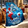 Custom Name Personalized Blue Smurfs Print Blanket, Home Decor, Bedroom, Sofa, Camping, Couch, Gifts for Birthday Christmas