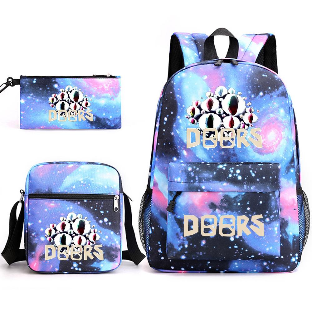 X Three-piece Schoolbag Printed Breathable Practical Backpack Large Capacity Oxford Bag