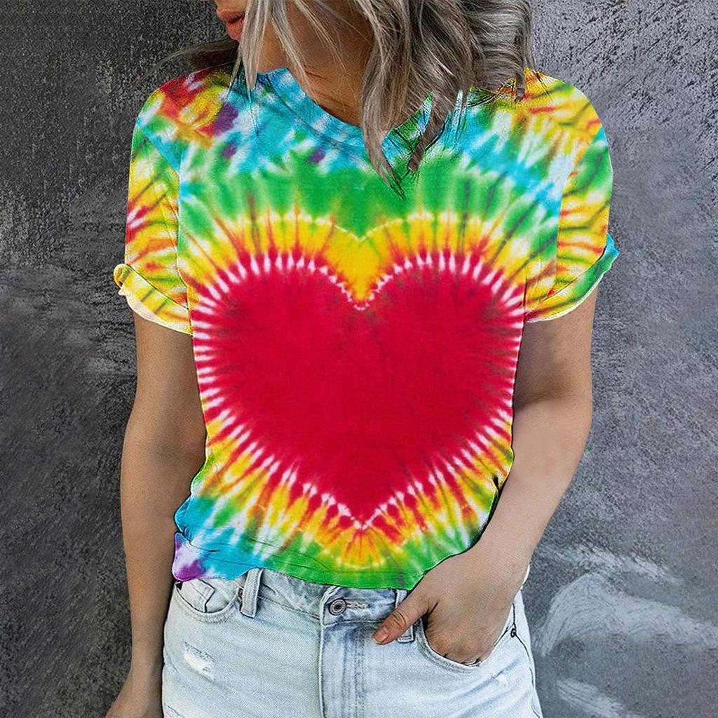 2023 Grenzüberschreitendes Sommer Herren Rundhals Kurzarm T-Shirt Liebe Damen 3D T-Shirt Digitaldruck Kurzarm Top