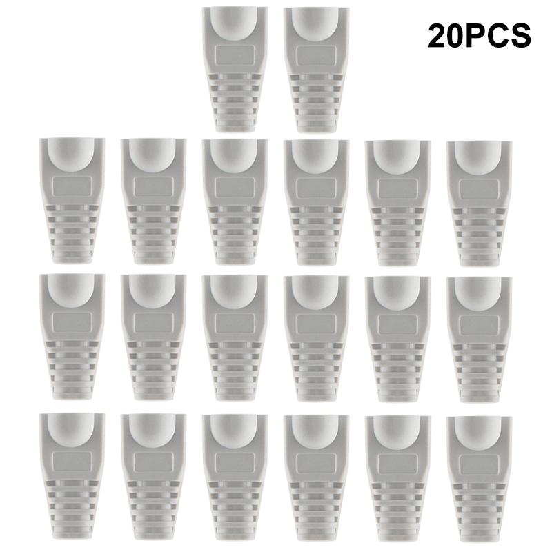 20pcs OD6.5 Cable Connector Plug Cover CAT5E CAT6 RJ45 Ethernet Network Cable 10 Colors Strain Relief Boots RJ45 Connector Caps