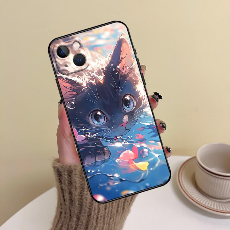 Funny Cute Cat Phone Case For iPhone 15 Pro Max 11 12 13 14 16 17 Pro Max mini Plus 16e 17 Air Cover Funda