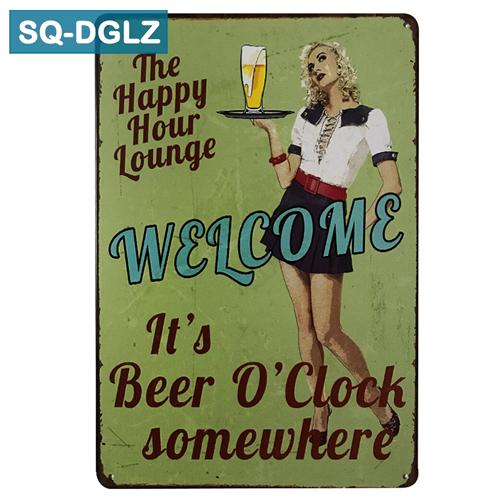 [SQ-DGLZ]Bar Open Time Metal Sign Bar Wall Decor Vintage Metal Crafts Home Decor Painting Plaques Art Poster