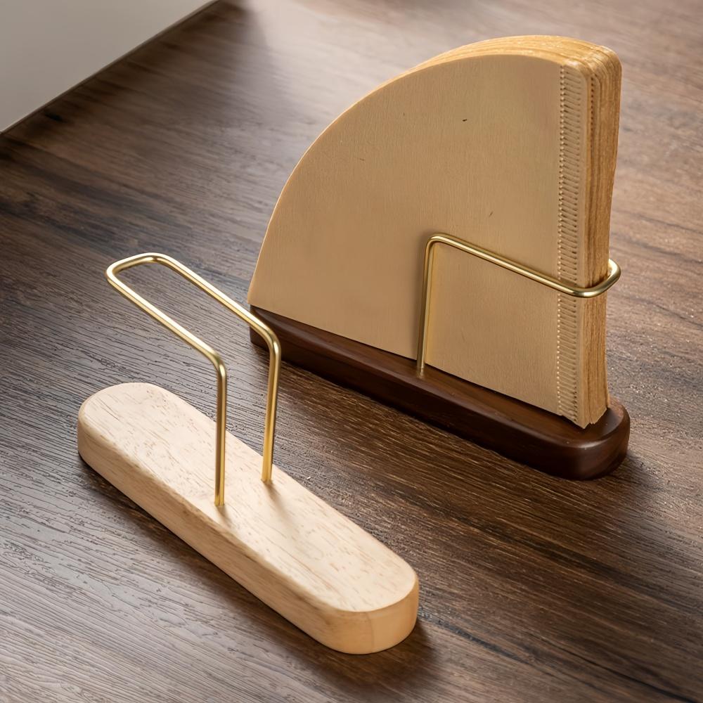 Coffee Filter Paper Storage Rack Solid Wood Base Simple High-end Desktop Decoration Office Home Professional Coffee Accessories
