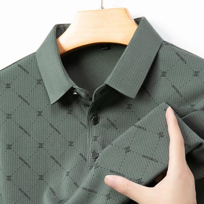 Νέο Ανδρικό Business Casual Μακρυμάνικο Πουκάμισο Με Έμβλημα Μονόχρωμο Πόλο Μοντέρνο Αναπνεύσιμο Άνετο Ευέλικτο Τοπ