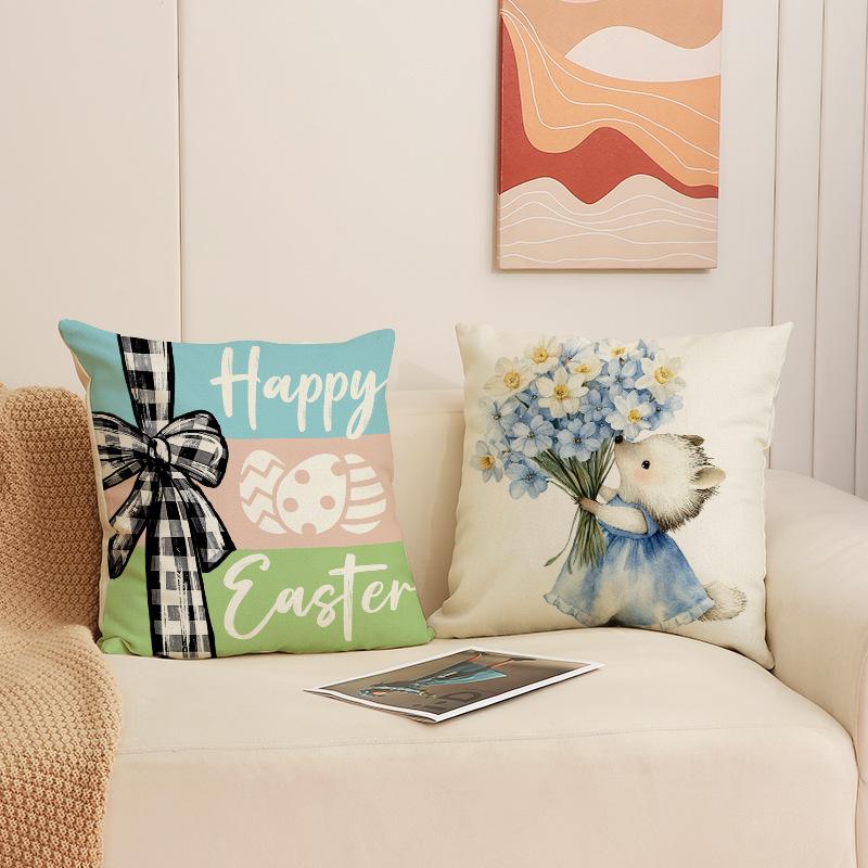 New Easter Bunny Pillow Case Printed Cushion Holiday Decoration Living Room Sofa Cushion Bedside Pillow