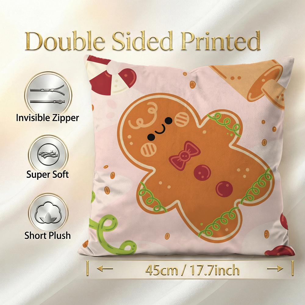 Doll Adorable Ginger Bread Cushion Cover 1Pcs Decorative Covers Soft Cushion Case For Sofa Couch Decor 40X40 45X45 Pillowcases