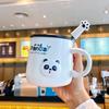 High Value Panda Mug with Lid Spoon Couple Ceramic Cup Children's Home Drinking Water Cup Office Coffee Cup