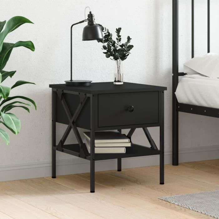 VidaXL Table de chevet noir 40x42x45 cm bois d’ingénierie 825953