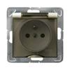 Splash-proof Socket with Grounding IP-44, Transparent Lid - ECRU IMP