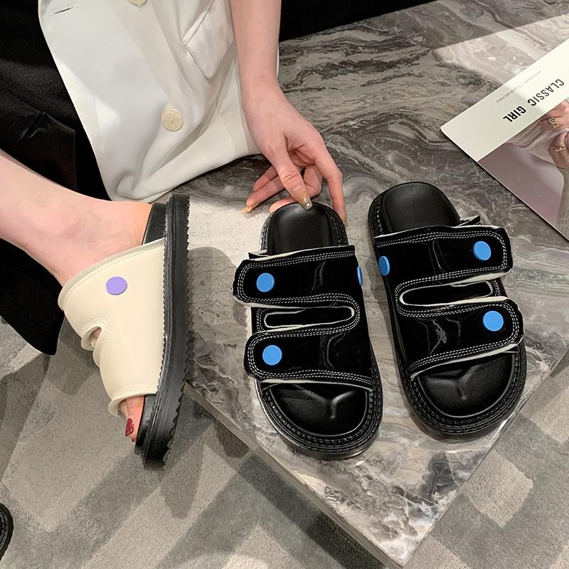 Retro and Versatile High-end Thick-bottomed One-word Slippers for Women's Summer Wear 2025 New Lightweight Height-increasing Cool Slippers Are Comf