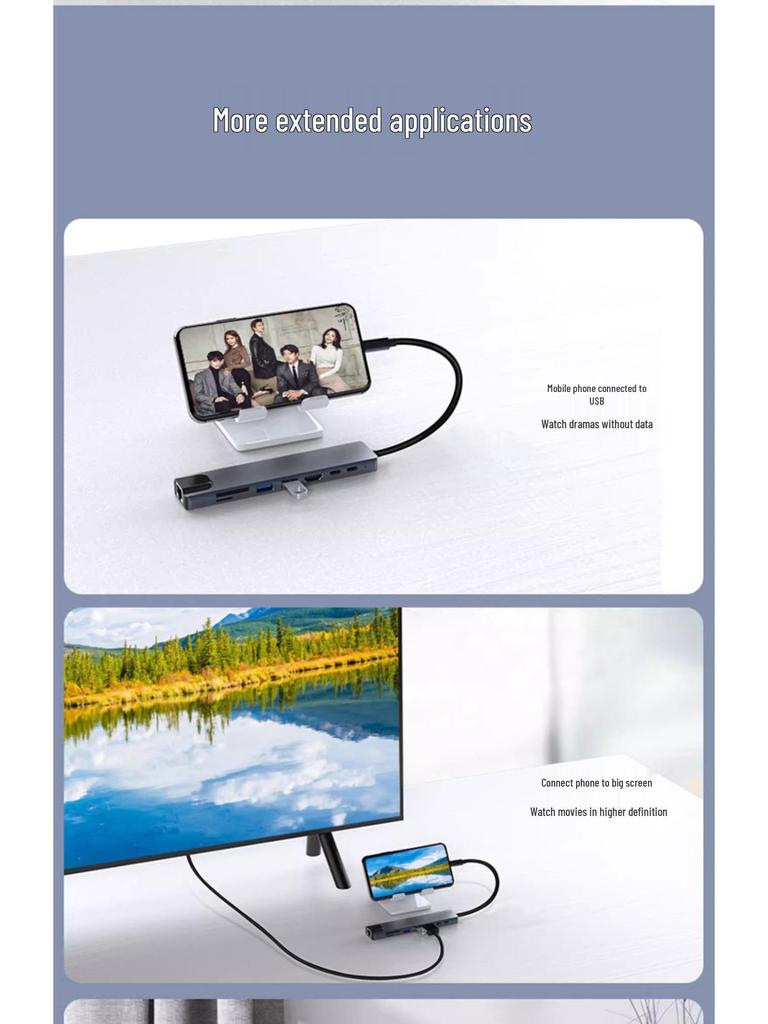 8-in-1 Type-C Multi-Port Hub with Ethernet & USB 3.0 Expansion Dock