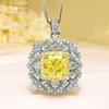 Luxury Delicate Yellow Crystal Tourmaline Necklaces Earrings Rings 3 Pieces Set Classic Wedding Banquet Zircon Zircon Set Gift
