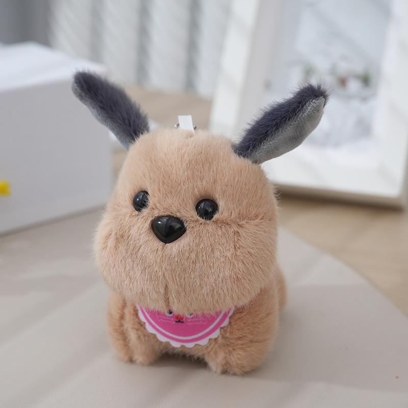 Delightful Miniature Dog Plush Toy Keychain Soft Cute Pendant For Bags And Dolls In Cream
