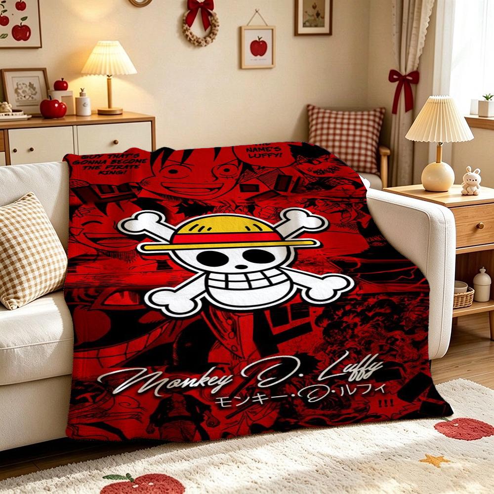 Luffy'S Straw Hat Pirates Pattern Flannel Blanket Soft Comfortable Throw Blanket For Camping Travel Home Decor Christmas Gift