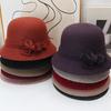 New autumn and winter women's wool top hat middle-aged mother hat retro bow basin hat foreign style warm old man hat