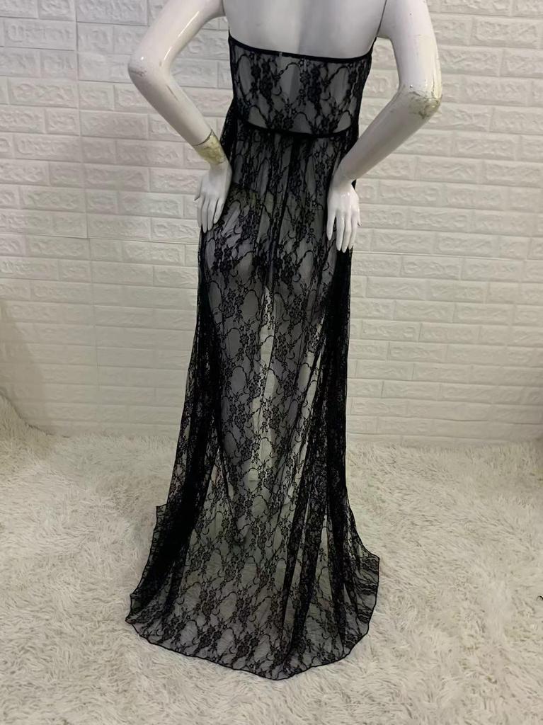 European & American Women's Lace Maternity Strapless Maxi Dress - Photography Sleeveless Long Train (2020 Model)