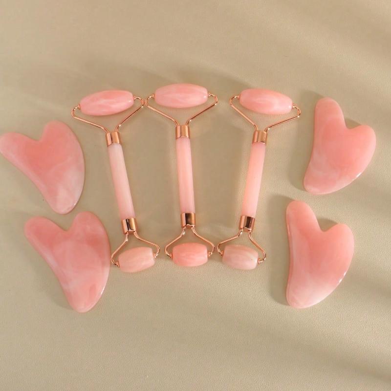 2 Pieces/Set Facial Beauty Massage Tool Set - Double-Head Massage Roller, Triangular Scraping Board, Roller Scraping Body Scraping Massage Tool Set