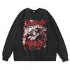 Heavyweight 360g Washed Vintage Berserk Anime Streetwear Cotton Pullover Hoodie-Free Crewneck Sweatshirt Men