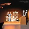 Photo Acrylic Night Light Custom Picture LED Lamp with Wooden Base for Mother's Day Father's Day Birthday Gifts Home Decor