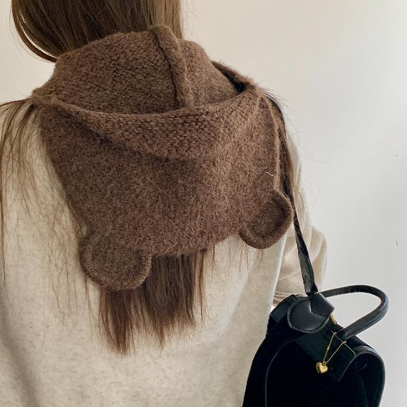 Cute Three-dimensional Bear Ears Wool Hat Women's Autumn and Winter New Warm Knitted Ear Hat Tide