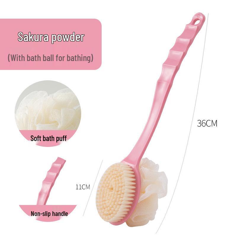 Dual-Sided Long Handle Bath Brush with Soft Bristles for Back, Dust, and Mud Scrubbing