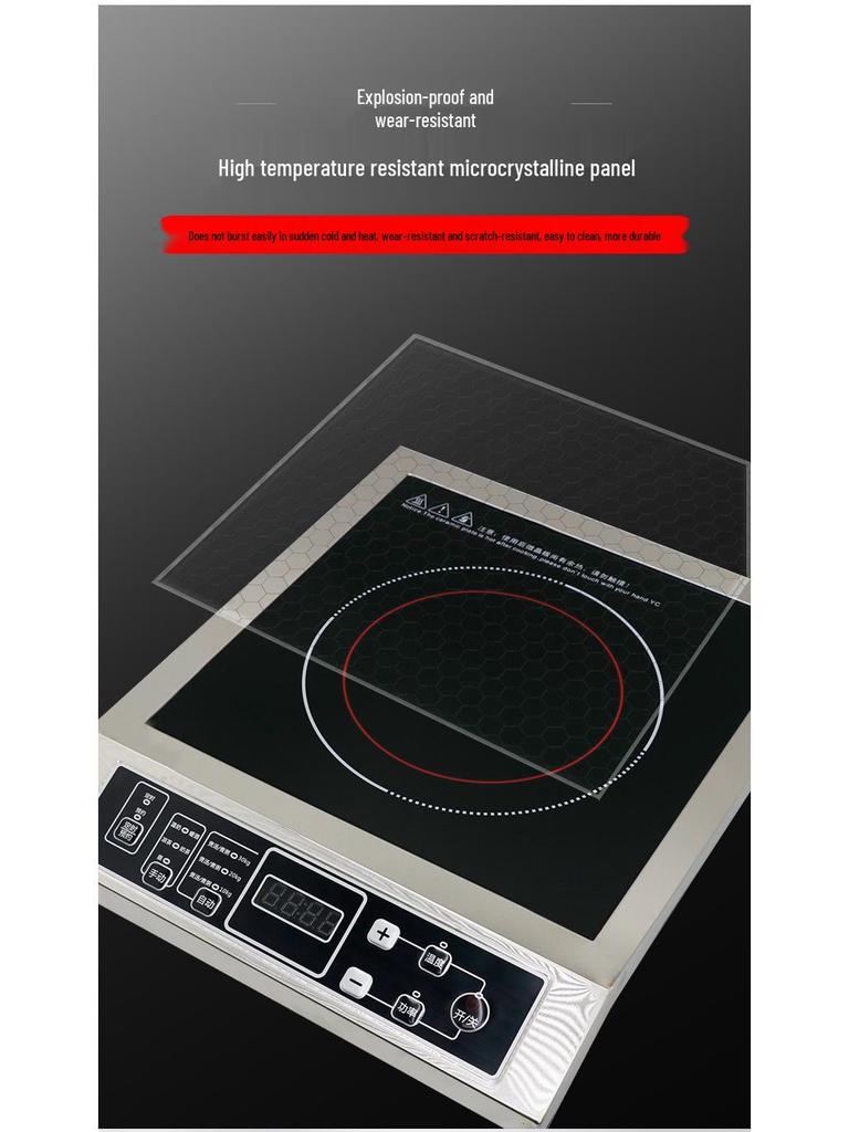 Aragaz cu inducție comercial de înaltă putere 3500W din oțel inoxidabil pentru wok