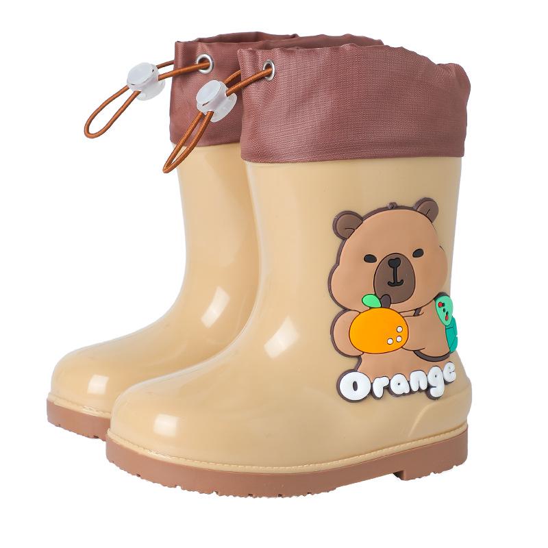 Capybara Kinder Gummistiefel, rutschfest, warm, mit weichen Sohlen