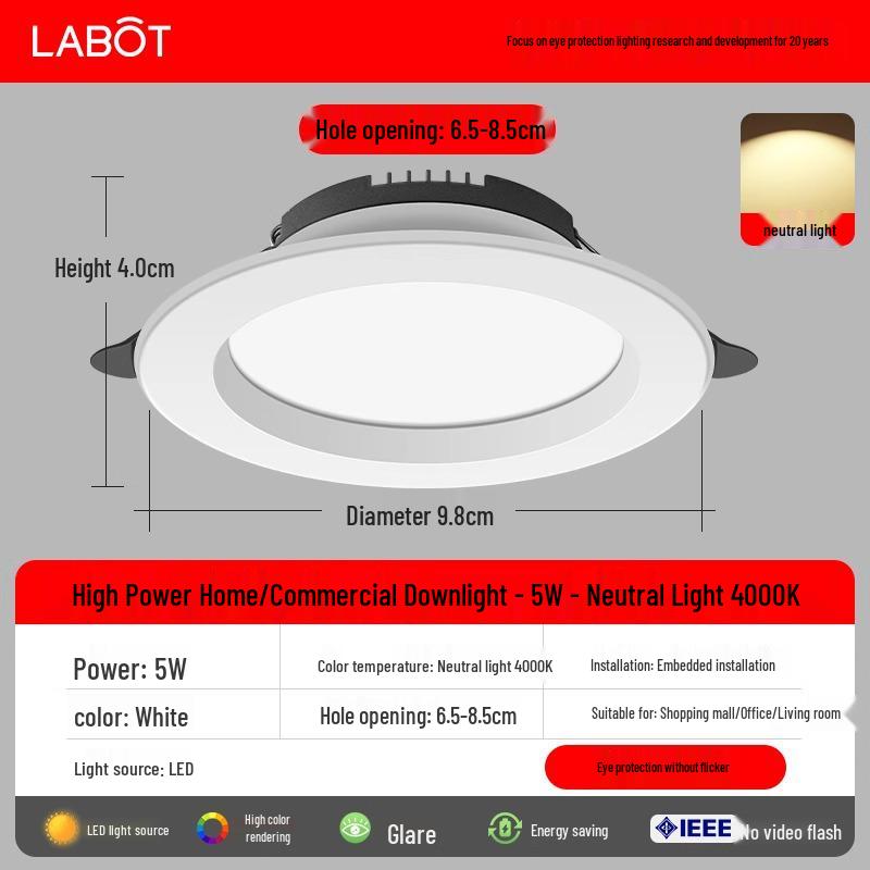 Ultra-Thin LED Recessed Ceiling Downlight for Living Room