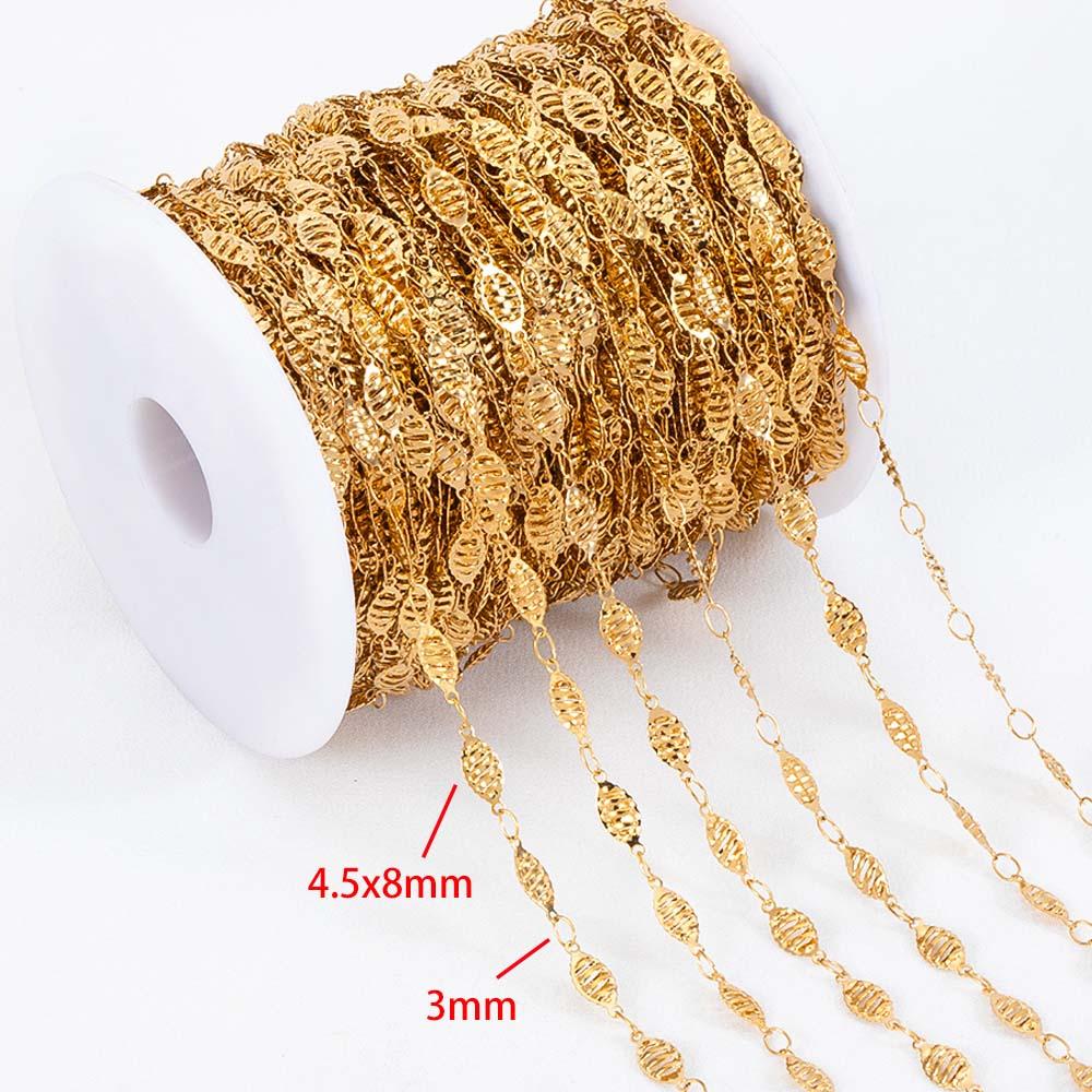No Fade 1meter Stainless Steel Thin Flat Link Chain Gold&Silver Color Chain for DIY Necklaces Bracelet Jewelry Making Wholesale