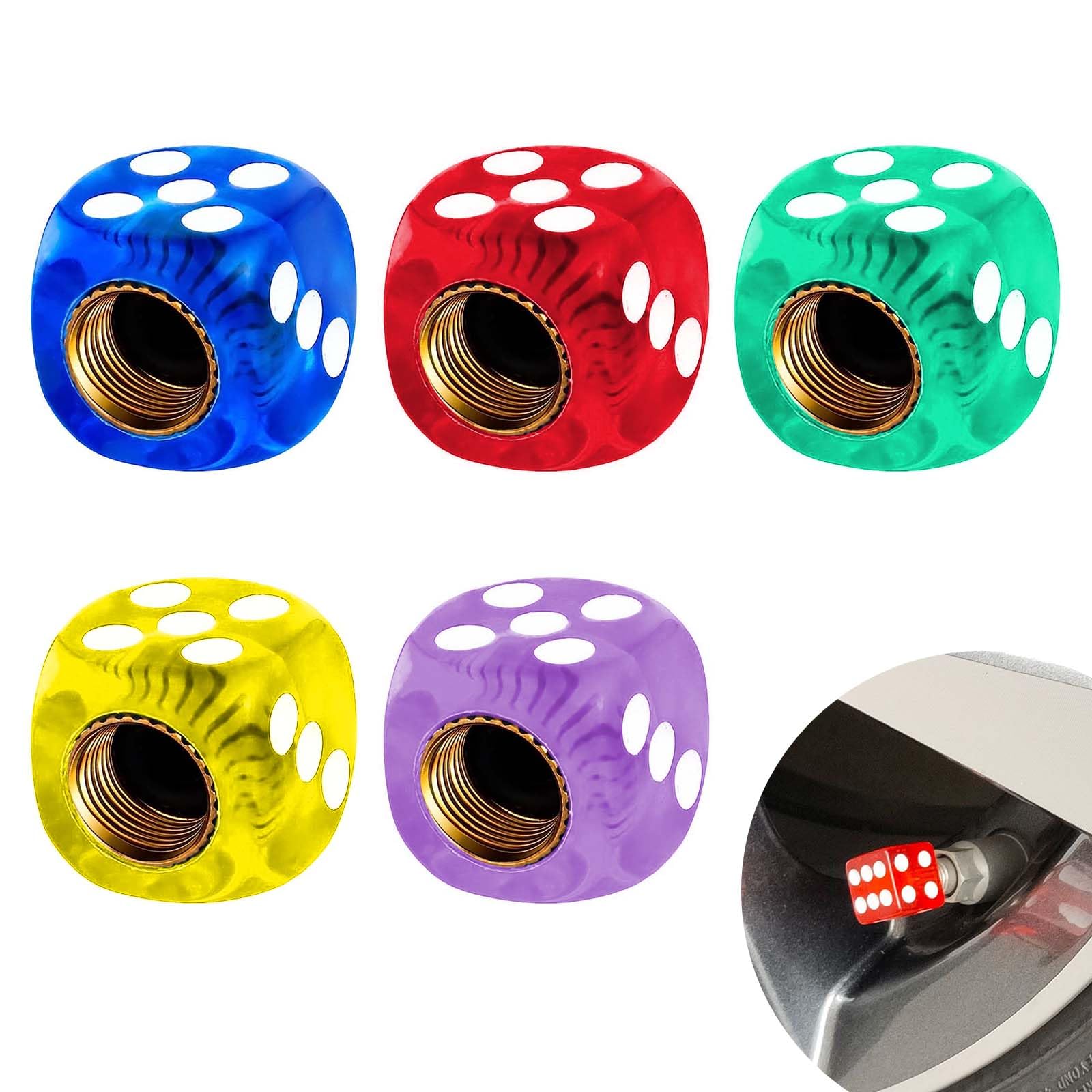 

Tire Air Valve Cap, 5 Colors, 5 Pieces, Dice, Colorful Air Valve Cap, For