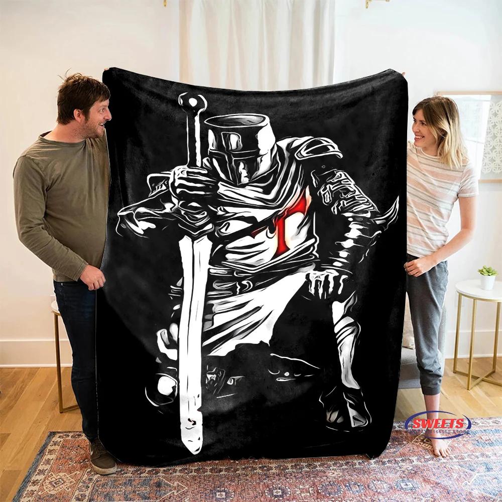 Crusade Cross Templar Knight 3D Printed Flannel Blanket for Bed Bedroom Sofa Picnic Throw Blanket for Cover Outdoor Leisure Nap