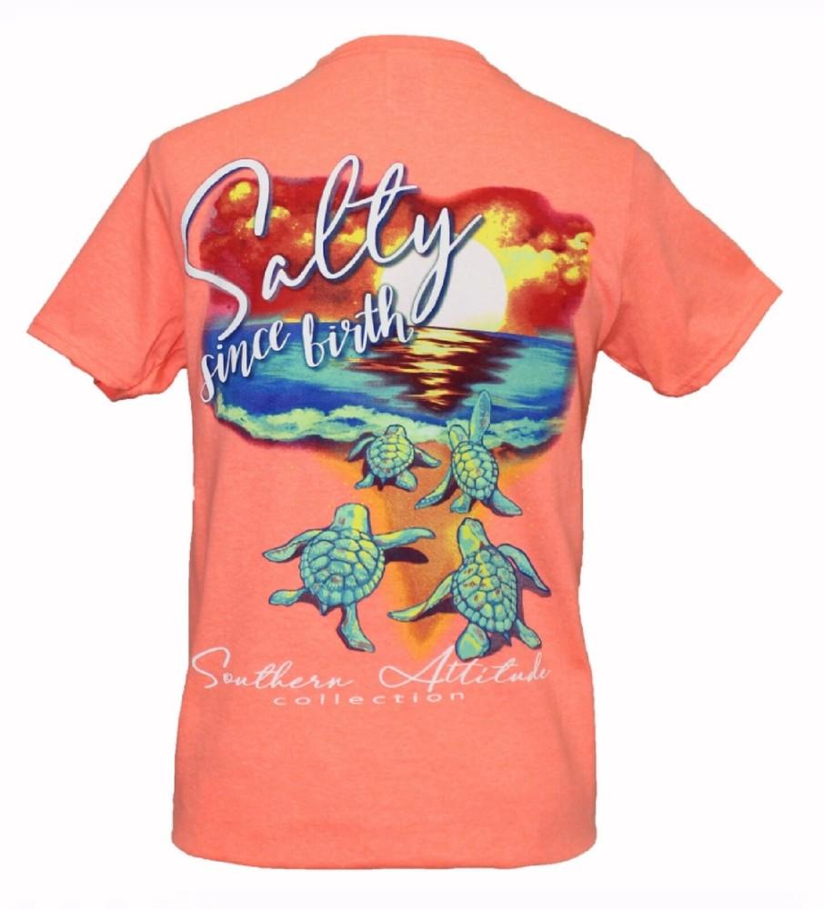 Salty Since Birth Turtle and Sunset Short Sleeve T-Shirt NEW Free Ship Unisex T-Shirt XXXXL