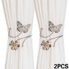 2pcs Elegant Butterfly & Floral Design Curtain Tiebacks - Minimalist Metal Curtain Holdbacks with Intricate Cut-Out Patterns for Bedroom