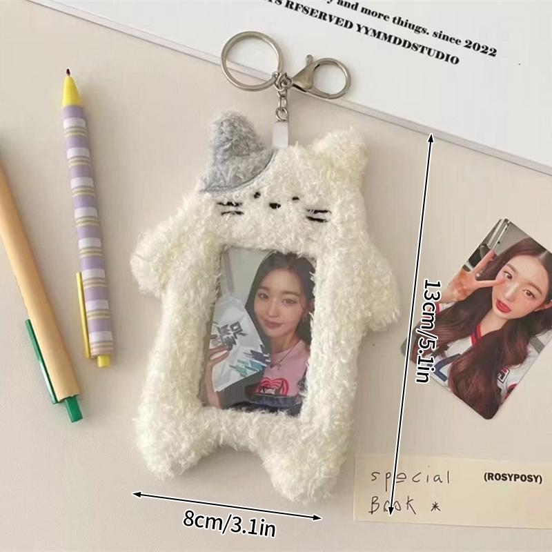

Plush Fox Photocard Holder Cute Photocard Case Student Cards Holder Kpop Idol Photos Protective Cover Keychain Bus Card Sleeve Set