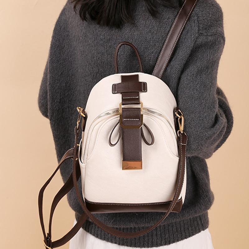 Vintage Backpack For Women High Quality PU Leather School Bag Large Capacity Travel Rucksack