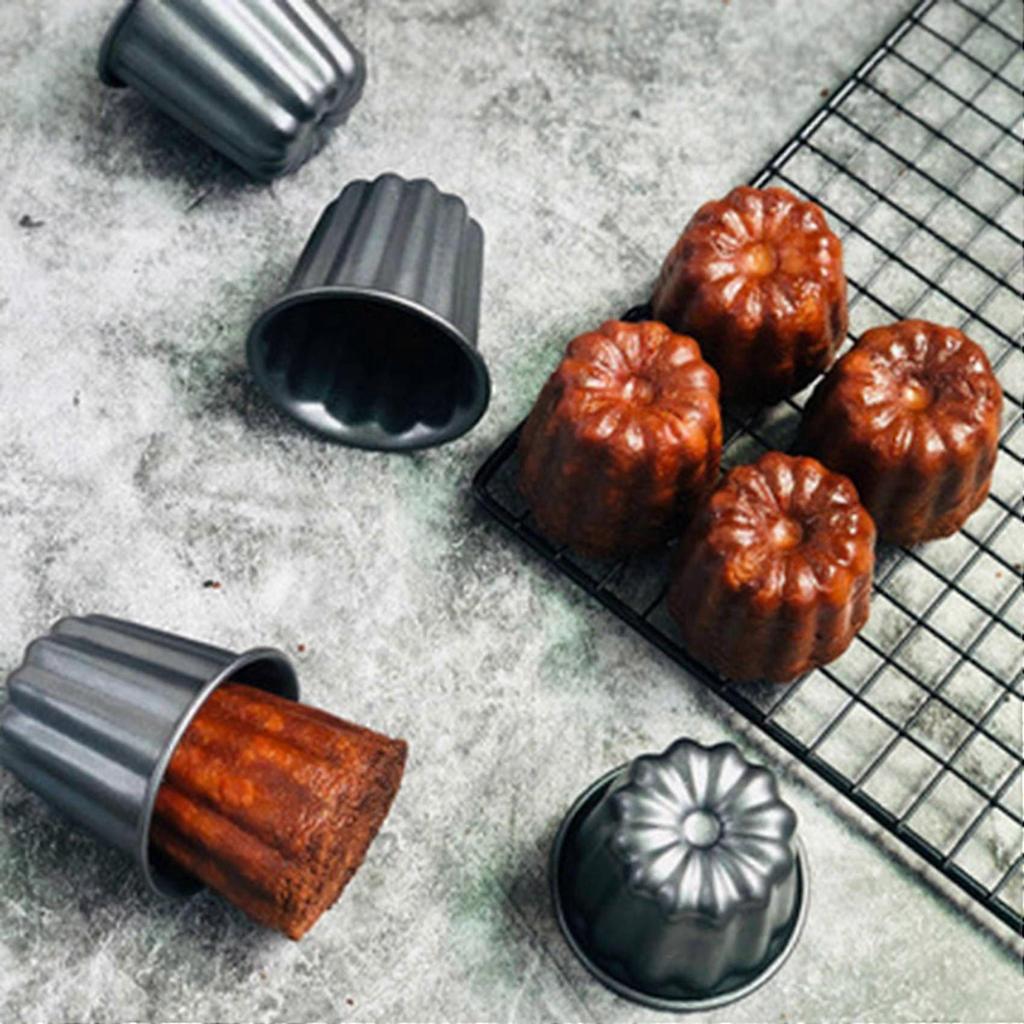 Canele Mold, Cannele Muffin Cup, 20Pcs Non-Stick Cannele Mould Gray-Black Canneles