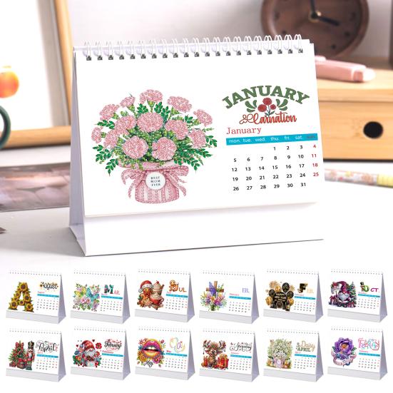 2026 DIY Desk Calendar Desktop Diamond Art Calendar Standing Monthly Calendar Planner for Home Office School Teachers New Year Gifts