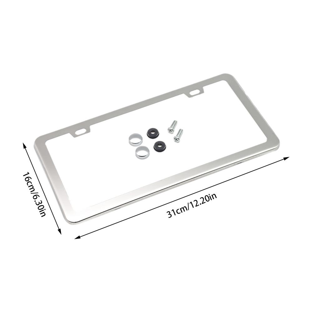 

Металлическая рамка номерного знака, защита номерного знака от ржавчины, держатель номерного знака с винтами, крышки номерного знака с 2 отверстиями из нержавеющей стали серебряный