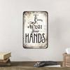Vintage Style 1920s Hand Wash Metal Wall Art Sign Retro 2D Flat 8x12 Inch Bathroom Kitchen Decor