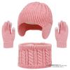 Dziecięcy Zimowy Ciepły Dzianinowy Zestaw Czapka z Pomponem Szalik Rękawiczki Zestaw 3 Szt. Lub Pojedyncza Czapka Beanie Wiatroodporna Ochrona Uszu Dla Chłopców Dziewczynek Zimna Pogoda Na Zewnątrz