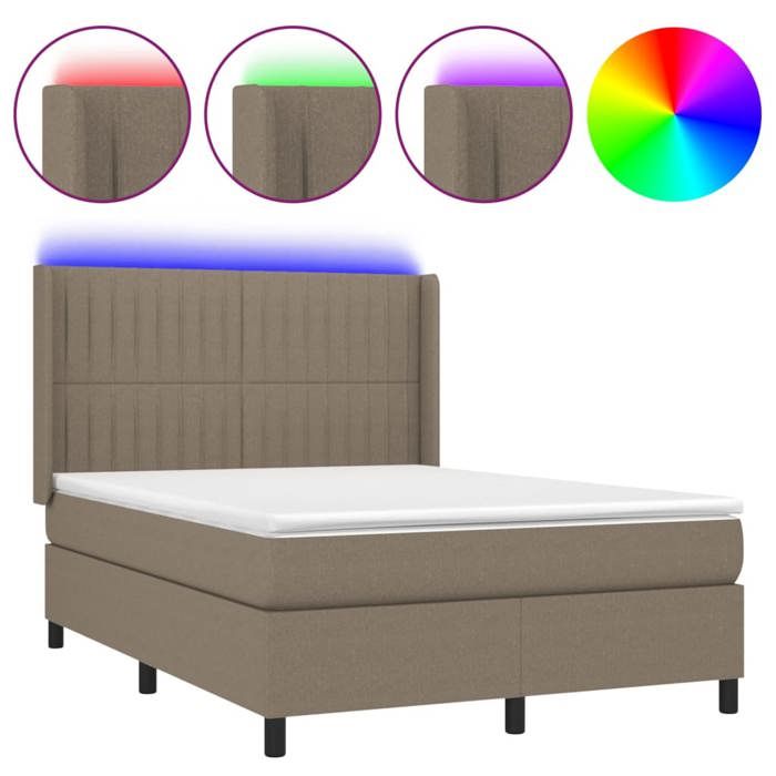VidaXL Slat Bed Base with Mattress and LED, Upholstered Bed, Double Bed, Adult Bed for Interior Bedroom, 3138481