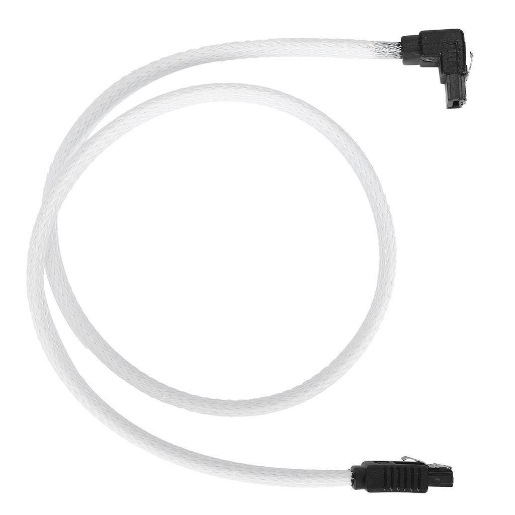 Sata Cable 3.0 SolidState Disk 8Core 7P Elbow White Data Extension Cord with Shrapnel for Speed Improving(White (elbow)